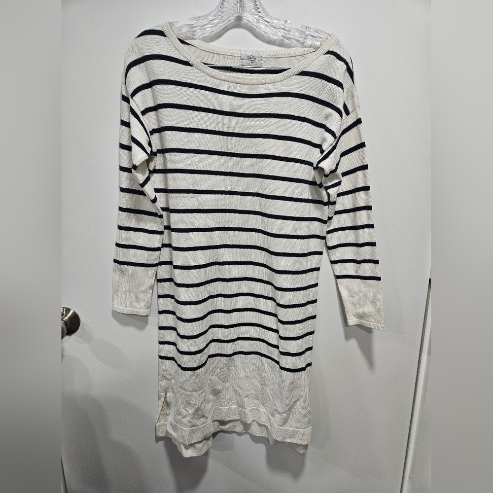 Wallace 3/4 sleeve striped cotton dress